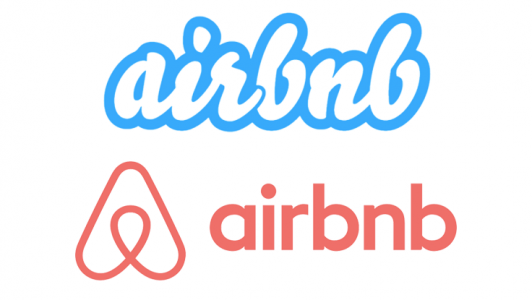 Airbnb的旧标识(上)和新的线条标志设计(下)。 Airbnb的旧标识(上)和新的线条标志设计(下)。